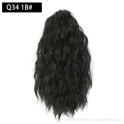 Wholesale Cheap Short Ombre New Bohemian Drawstring Heat Resistant Synthetic Clip in Hair Extension Ponytail For Women